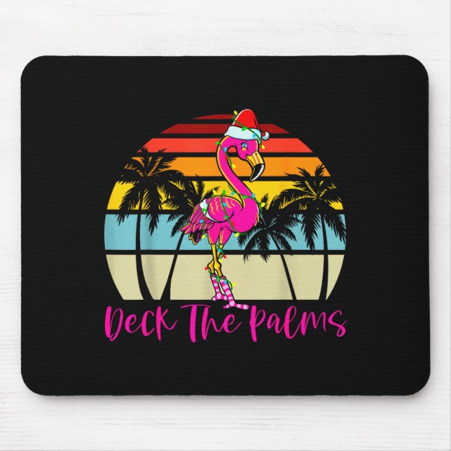 Deck The Palms Christmas Flamingo Palm Tree Trocal Musmatta (Framsidan)