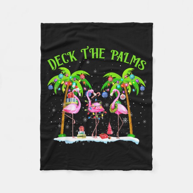 Deck The Palms Flamingo Trocal Christmas Lights  Fleecefilt (Framsidan)