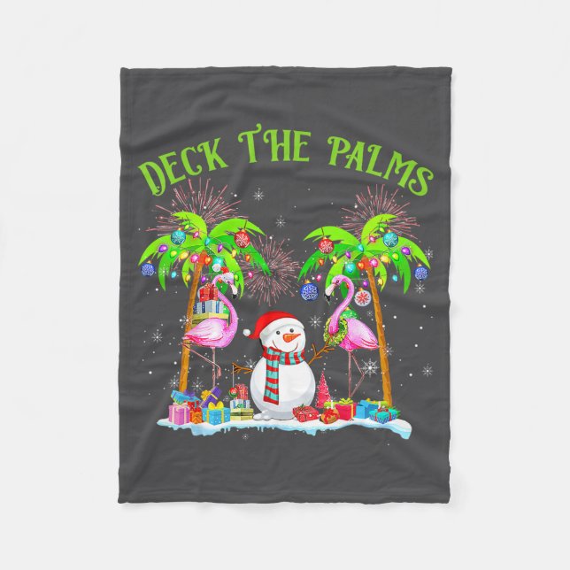 Deck The Palms Flamingo Trocal Christmas Lights Pa Fleecefilt (Framsidan)