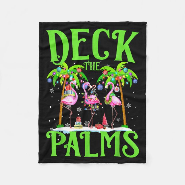 Deck The Palms Flamingo Trocal Christmas Lights Pa Fleecefilt (Framsidan)