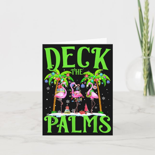 Deck The Palms Flamingo Trocal Christmas Lights Pa Kort (Framsida)