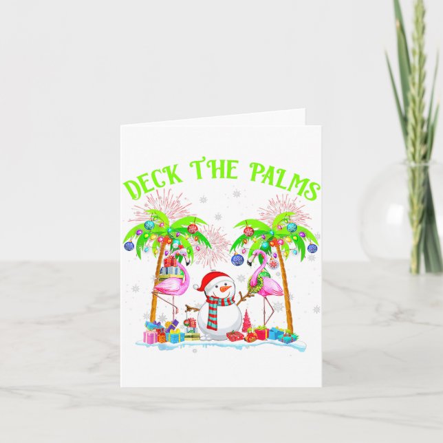 Deck The Palms Flamingo Trocal Christmas Lights Pa Kort (Framsida)