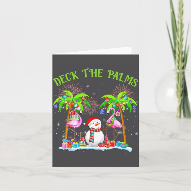 Deck The Palms Flamingo Trocal Christmas Lights Pa Kort (Framsida)