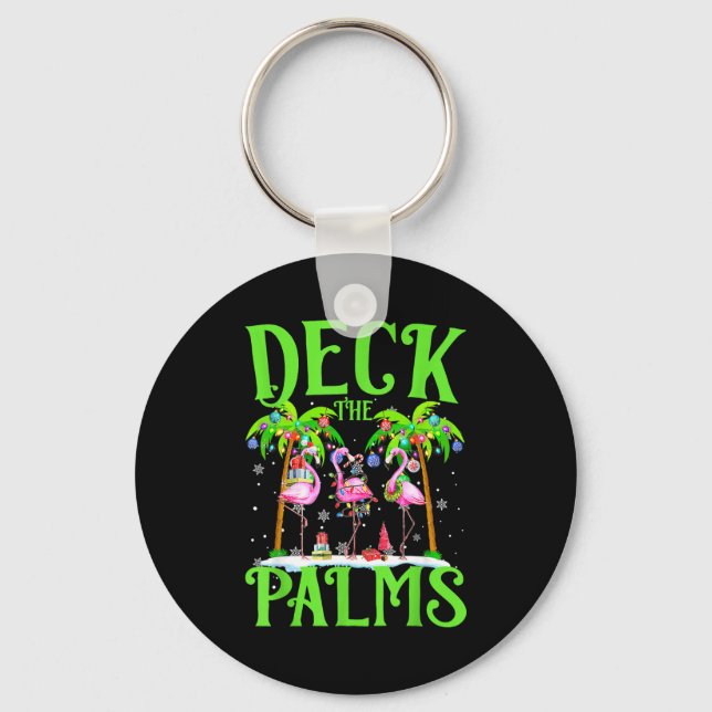 Deck The Palms Flamingo Trocal Christmas Lights Pa Nyckelring (Framsida)
