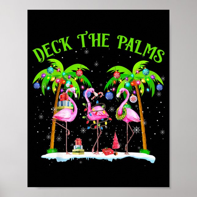 Deck The Palms Flamingo Trocal Christmas Lights Pa Poster (Framsidan)