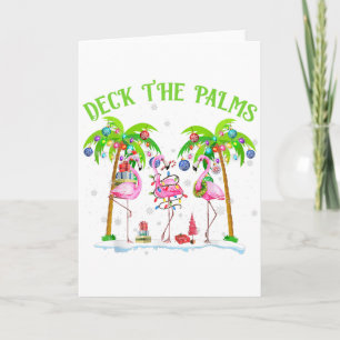 Deck The Palms Flamingo Tropiska Julbelysningar Kort