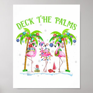 Deck The Palms Flamingo Tropiska Julbelysningar Poster