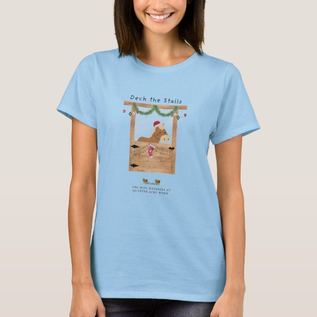 Deck the Stalls Kvinnors jul-ponny t-shirt (Framsida)