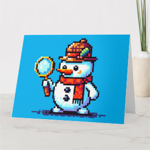 Deckare Snömannen - Rolfig Pixel Art Vintermysteri Kort