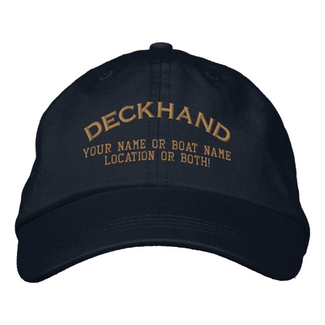 Deckhand Custom Your Name Boat Local Broderad Keps (Framsida)