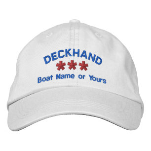 DECKHAND Personlig Namn Anpassningsbar WHITRED RED Broderad Keps