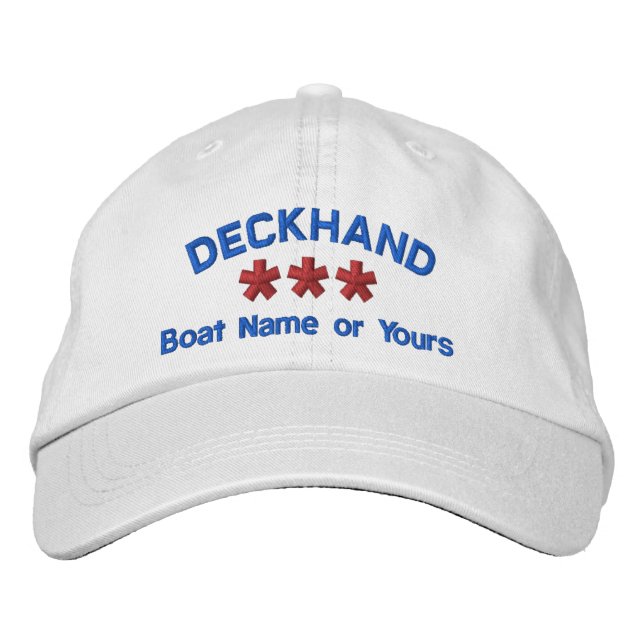 DECKHAND Personlig Namn Anpassningsbar WHITRED RED Broderad Keps (Framsida)
