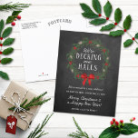 Decking New Halls | Chalkboard Holiday Moving Meddelande Vykort<br><div class="desc">Celebrate in style with these trendy new home moving announcement postcards. The design is easy to personalize with your own photos & wording and your family and friends will be thrilled when they receive these fabulous change of address announcement postcards.</div>