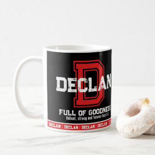 Declan namn betyder sportsmonogramsvart kaffemugg