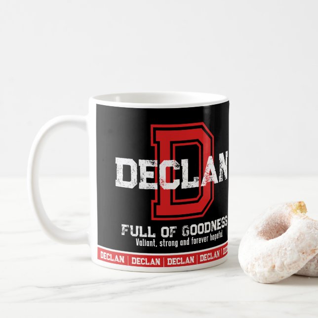 Declan namn betyder sportsmonogramsvart kaffemugg (Med munk)