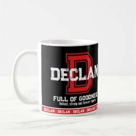 Declan namn betyder sportsmonogramsvart kaffemugg