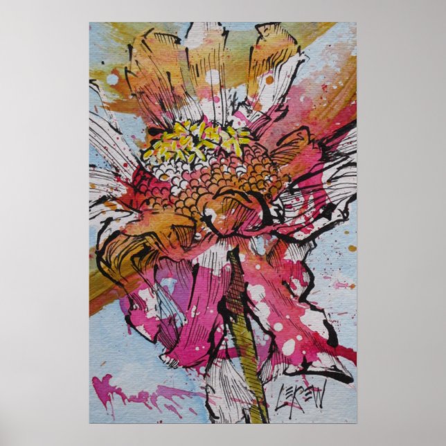 Declining Zinnia 001 / Artist Larry Lerew Poster (Framsidan)