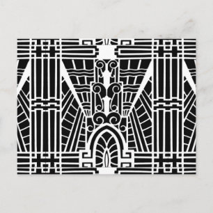 Deco Architectural Mönster, Black and White Vykort