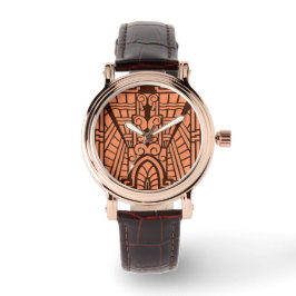 Deco Architectural Mönster, Copper and Brown Armbandsur