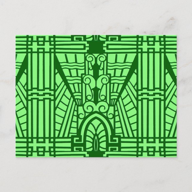 Deco Architectural Mönster, Light Jade Grönt Vykort (Framsida)