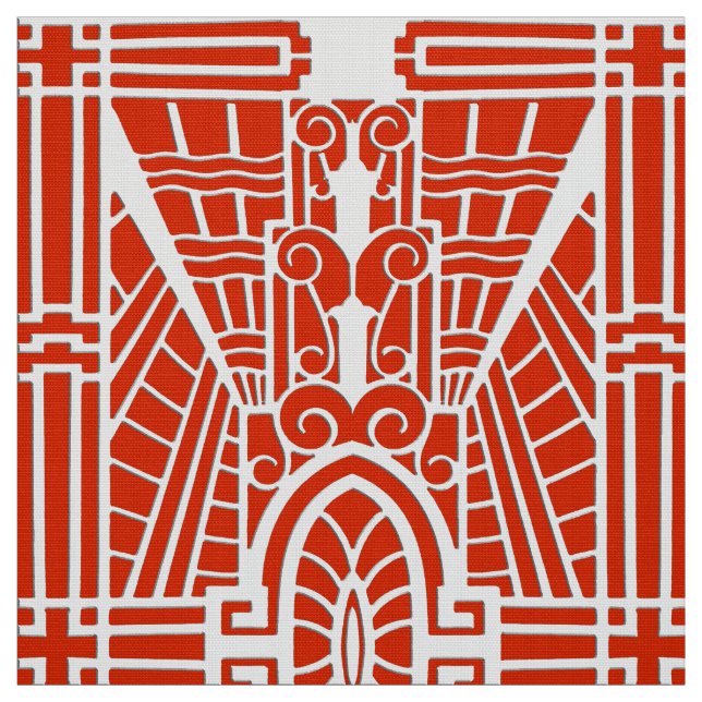 Deco Architectural Mönster, Mandarin Orange Tyg (Provkarta)