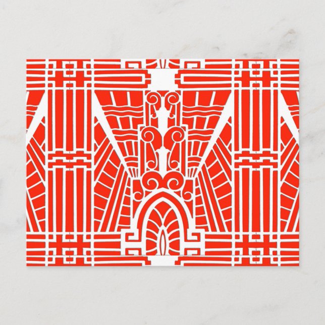 Deco Architectural Mönster, Mandarin Orange Vykort (Framsida)