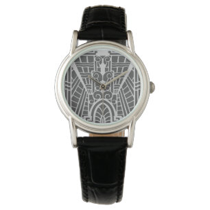 Deco Architectural Mönster, Silver Grått / Grått Armbandsur