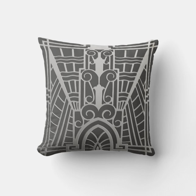 Deco Architectural Mönster, Silver Grått / Grått Kudde (Framsida)
