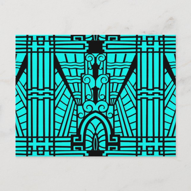 Deco Architectural Mönster, Turcos and Black Vykort (Framsida)