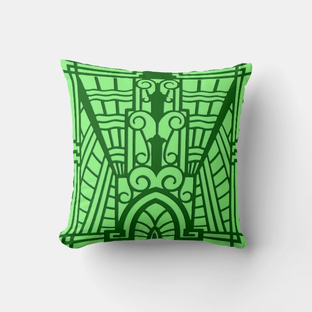 Deco arkitektoniskt mönster, Ljus Jade Grön Kudde (Framsida)