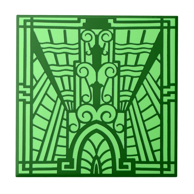 Deco arkitektoniskt mönster, ljus Jadegrönt Kakelplatta (Framsidan)