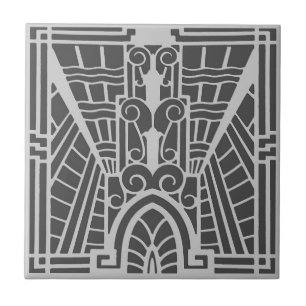 Deco arkitektoniskt mönster, silvergrått/grå f kakelplatta