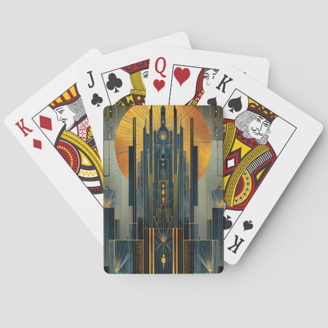Deco-arkitektur på natten casinokort (Baksidan)