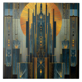 Deco-arkitektur på natten kakelplatta