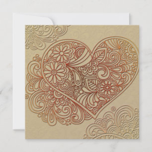 Deco Art Cream Heart Bröllopsinbjudan Inbjudningar