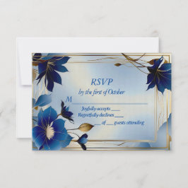 Deco-blåblommor bröllop-RSVP-kort OSA Kort
