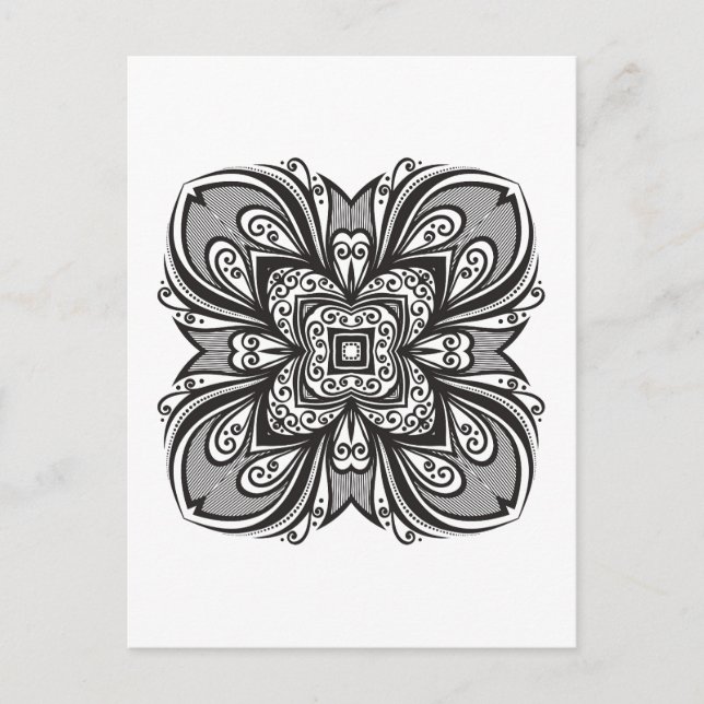 Deco Black Square Inspired Vykort (Framsida)