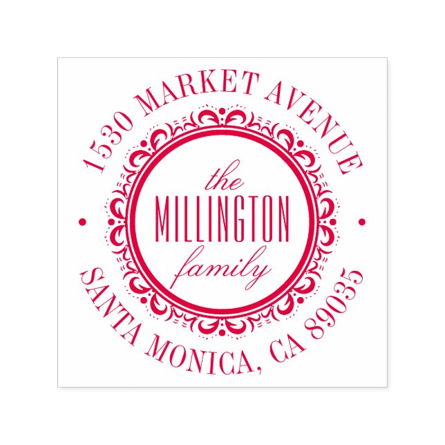 Deco-blommande Returadress Självfärgande Stämpel (Design)