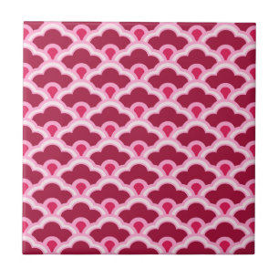 Deco Chinese Scallops, Burgundy Vin och Rosa Tile Kakelplatta