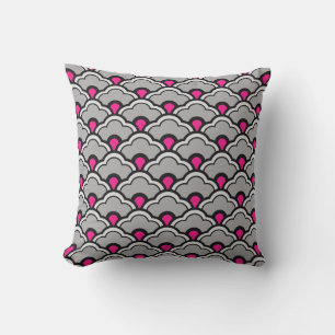 Deco Chinese Scallops, Grått/Grått, Black and Rosa Kudde