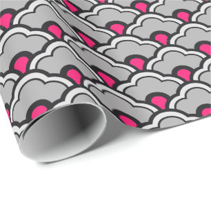 Deco Chinese Scallops, Grått/Grått, Black and Rosa Presentpapper