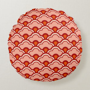 Deco Chinese Scallops, Peach, Rust and Cream Rund Kudde