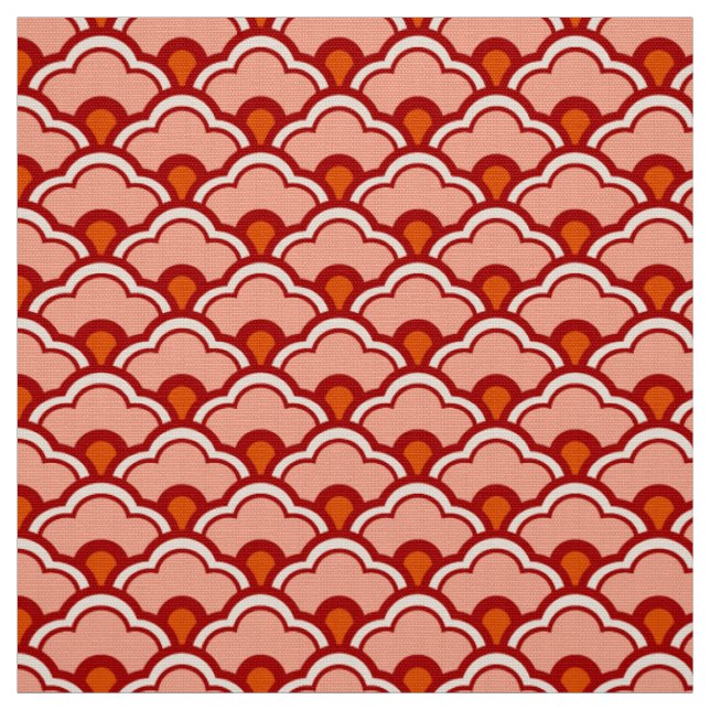 Deco Chinese Scallops, Peach, Rust and Cream Tyg (Provkarta)