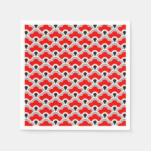 Deco Chinese Scallops, Red, Grått, Black and White Pappersservett