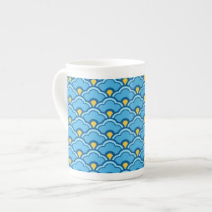 Deco Chinese Scallops, Turcos och Aqua Benporslin Mugg