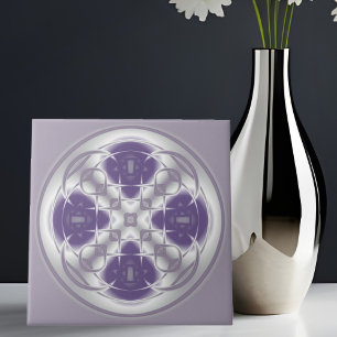Deco Circle Abstrakt Lila och Grått Ceramic Tile Kakelplatta