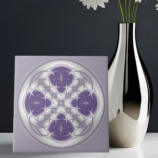 Deco Circle Abstrakt Lila och Grått Ceramic Tile Kakelplatta