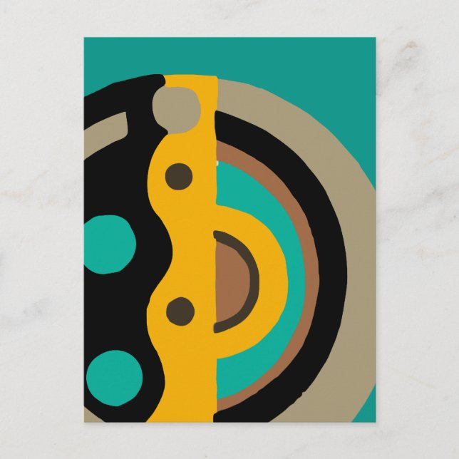 Deco Circle i Guld och Teal Vykort (Framsida)