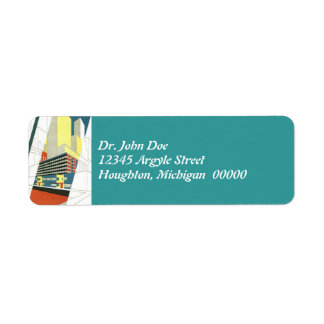 Deco Cityscape-skyscraper Returetiketter Returadress Etikett
