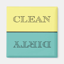 Deco Clean/Dirty Dishwasher Magnet (Gult/Teal)